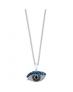 EFFY® Multi-Gemstone Eye 18" Pendant Necklace (1-1/3 ct. t.w.) in Sterling Silver & 14k Gold-Plate