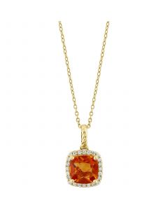 EFFY® Citrine (1-7/8 ct. t.w.) & Diamond (1/8 ct. t.w.) Halo 18" Pendant Necklace in 14k Gold