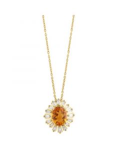 EFFY® Citrine (2 ct. t.w.) & Diamond (3/8 ct. t.w.) 18" Pendant Necklace in 14k Gold