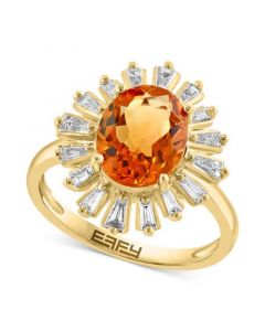 EFFY® Citrine (2 ct. t.w.) & Diamond (3/8 ct. t.w.) Sunburst Ring in 14k Gold