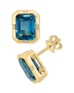 EFFY® London Blue Topaz (6-3/8 ct. t.w.) & Diamond Accent Stud Earrings in 14k Gold