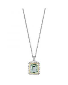 EFFY® Green Quartz (5-5/8 ct. t.w.) & Diamond Accent 18" Pendant Necklace in Sterling Silver & 14k Gold-Plate