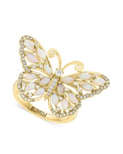 EFFY® Opal (3/4 ct. t.w.) & Diamond (1/4 ct. t.w.) Butterfly Ring in 14k Gold