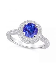 Tanzanite (1-3/8 ct. t.w.) & Diamond (5/8 ct. t.w.) Round Halo Statement Ring in 14k Gold