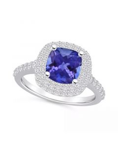 Tanzanite (2-1/3 ct. t.w.) & Diamond (5/8 ct. t.w.) Cushion Halo Statement Ring in 14k Gold