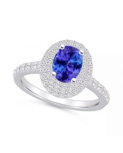 Tanzanite (1-1/4 ct. t.w.) & Diamond (5/8 ct. t.w.) Oval Double Halo Ring in 14k Gold