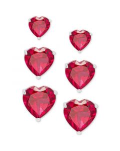 3-Pc. Set Lab-Created Red Spinel Graduated Heart Stud Earrings (1-3/8 ct. t.w.) in Sterling Silver