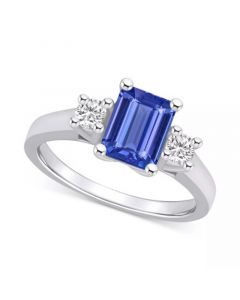 Tanzanite (1-5/8 ct. t.w.) & Diamond (1/4 ct. t.w.) Emerald-Cut Ring in 14k Gold