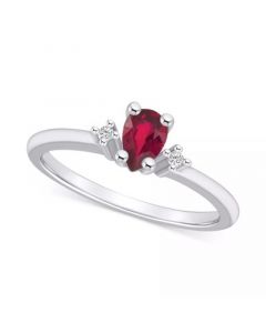 Ruby (1/2 ct. t.w.) & Diamond Accent Pear Ring in 14k Gold