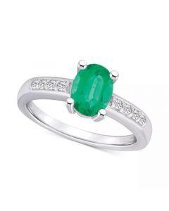 Emerald (1-1/5 ct. t.w.) & Diamond (1/8 ct. t.w.) Ring in 14k Gold