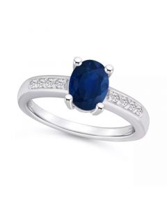 Sapphire (1-1/2 ct. t.w.) & Diamond (1/8 ct. t.w.) Ring in 14k Gold