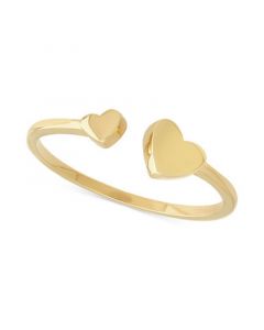 Polished Double Heart Cuff Ring in 10k Gold