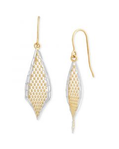 Beaded Mesh Statement Drop Earrings in 10K Two-Tone Gold