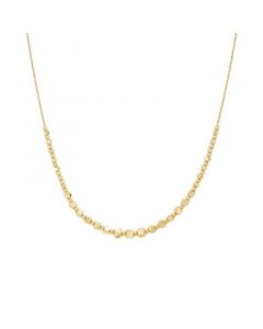 Polished & Textured Bead Collar Necklace in 10k Gold, 18" + 1" extender