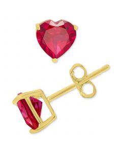 Red Spinel Heart Stud Earrings (1-1/2 ct. t.w.) in 14k Gold-Plated Sterling Silver