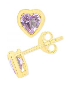 Amethyst Heart Bezel Stud Earrings (3/4 ct. t.w.) in 14k Gold-Plated Sterling Silver