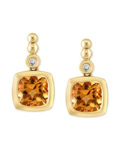 EFFY® Citrine (1-5/8 ct. t.w.) & White Topaz (1/20 ct. t.w.) Bezel Drop Earrings in 14k Gold-Plated Sterling Silver