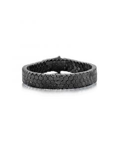 Mens Stainless Steel Polished Honey Comb Design Bracelet - Black Plated