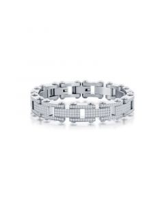 Mens Stainless Steel Micro Pave CZ Bracelet