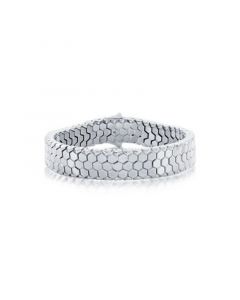 Mens Stainless Steel Polished Honey Comb Design Bracelet