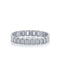 Mens Stainless Steel Linked CZ Bracelet