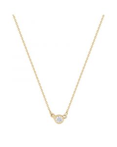 Children's Cubic Zirconia Solitaire Pendant Necklace in 14k Gold, 14" + 2" extender