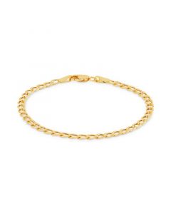 Children's Polished Hollow Curb Chain Bracelet in 14k Yellow Gold