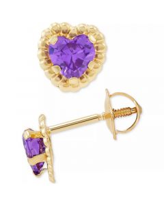 Children's Cubic Zirconia Heart Stud Earrings in 14k Gold