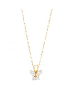 Children's Cubic Zirconia Butterfly 15" Pendant Necklace in 14k Gold