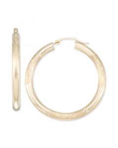 Diamond Cut Hoop Earrings in 10k Yellow Gold