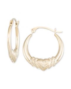 Claddagh Round Hoop Earrings in 10k Yellow Gold