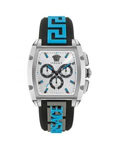 Men's Swiss Chronograph Dominus Black & Blue Silicone Strap Watch 42x50mm