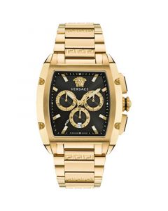 Men's Swiss Chronograph Dominus Gold Ion Plated Bracelet Watch 42x50mm