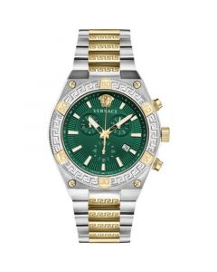 Men's Swiss Chronograph V-Sporty Greca Two-Tone Stainless Steel Bracelet Watch 46mm