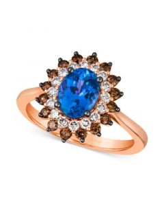 Blueberry Tanzanite (1 ct. t.w.), Chocolate Diamonds (1/3 ct. t.w.) & Nude Diamonds (1/4 ct. t.w.) Statement Ring in 14k Rose Gold