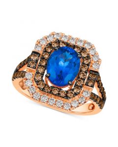 Blueberry Tanzanite (1-3/4 ct. t.w.), Chocolate Diamonds (7/8 ct. t.w.) & Nude Diamonds (3/8 ct. t.w.) Ring in 14k Rose Gold