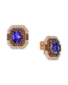 Blueberry Tanzanite (3-3/8 ct. t.w.), Chocolate Diamonds (7/8 ct. t.w.) & Nude Diamonds (3/4 ct. t.w.) Earrings in 14k Rose Gold