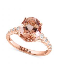 EFFY® Morganite (3-1/2 ct. t.w.) & Diamond (1/5 ct. t.w.) Ring in 14k Rose Gold