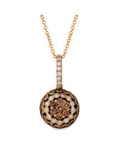 Chocolate Diamond (5/8 ct. t.w.) & Vanilla Diamond (1/4 ct. t.w.) Halo 18" Pendant Necklace in 14k Rose Gold