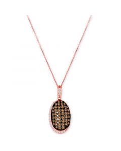 Chocolate Diamond (1-1/4 ct. t.w.) & Vanilla Diamond (1/5 ct. t.w.) Halo Cluster 18" Pendant Necklace in 14k Rose Gold