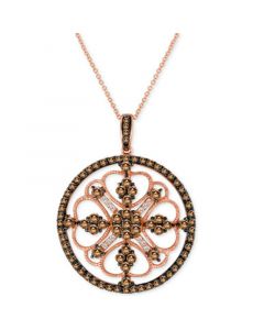 Chocolatier® Chocolate Diamond (2-1/8 ct. t.w.) & Vanilla Diamond (1/20 ct. t.w.) Mandala 18" Pendant Necklace in 14k Rose Gold