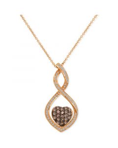 Chocolate Diamond (1/3 ct. t.w.) & Vanilla Diamond (1/4 ct. t.w.) Heart Swirl 18" Pendant Necklace in 14k Rose Gold