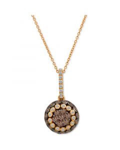 Chocolate Diamond (3/4 ct. t.w.) & Vanilla Diamond (1/10 ct. t.w.) Oval Halo 18" Pendant Necklace in 14k Rose Gold