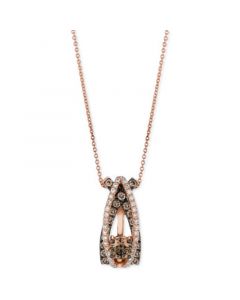 Chocolate Diamond (1-1/4 ct. t.w.) & Vanilla Diamond (1/4 ct. t.w.) Dramatic 18" Pendant Necklace in 14k Rose Gold