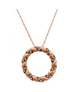 Chocolate Diamond Spiral Circle 18" Pendant Necklace (3/8 ct. t.w.) in 14k Rose Gold