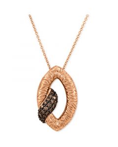 Chocolatier® Chocolate Diamond Textured Navette 18" Pendant Necklace (1/2 ct. t.w.) in 14k Rose Gold