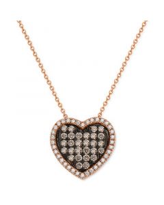 Chocolate Diamonds (1/2 ct. t.w.) & Vanilla Diamonds (1/6 ct. t.w.) Heart 18" Pendant Necklace in 14k Rose Gold