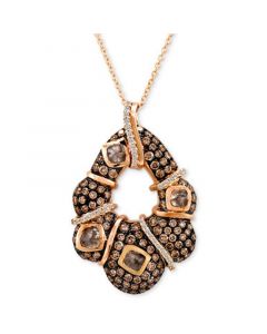 Chocolatier® Chocolate Diamond & Vanilla Diamond Abstract Curvy 18" Pendant Necklace (2-7/8 ct. t.w.) in 14k Rose Gold