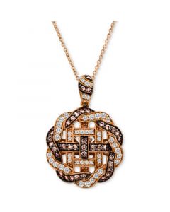 Chocolate Diamond (5/8 ct. t.w.) & Vanilla Diamond (1/2 ct. t.w.) Interwoven 18" Pendant Necklace in 14k Rose Gold