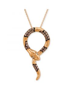 Chocolatier® Chocolate Diamond (1/2 ct. t.w.) & Vanilla Diamond Accent Snake 18" Pendant Necklace in 14k Rose Gold